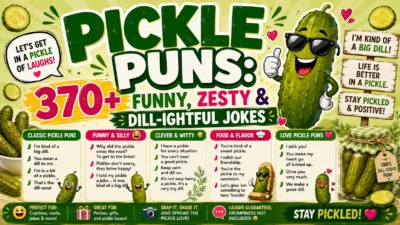 Pickle Puns: 370+ Funny, Zesty & Dill-ightful Jokes 🥒😂