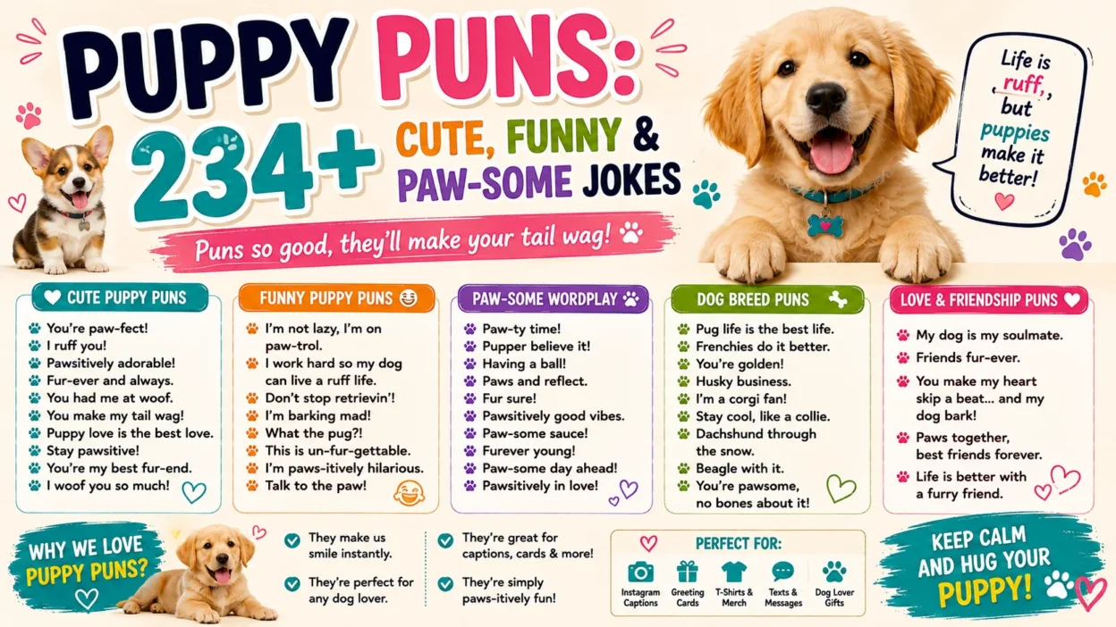 Puppy Puns 234+ Cute, Funny & Paw-some Jokes 🐶🐾